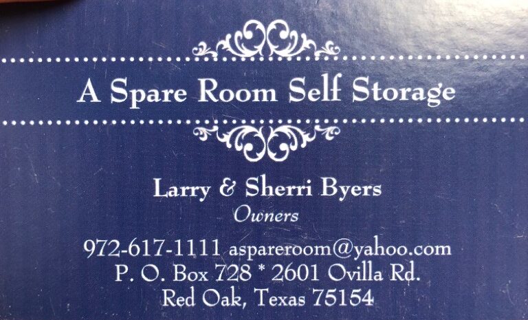 A Spare Room Self-Storage Business Card